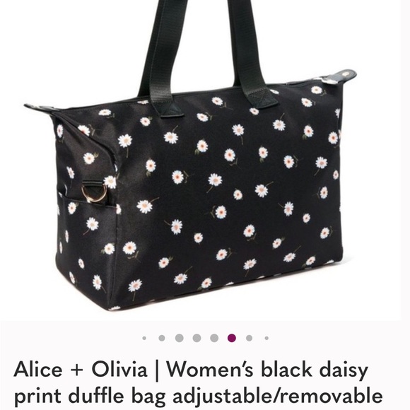 Alice + Olivia | Women’s Black/White Floral Daisy Print Crossbody Duffle Bag, OS - Picture 2 of 14